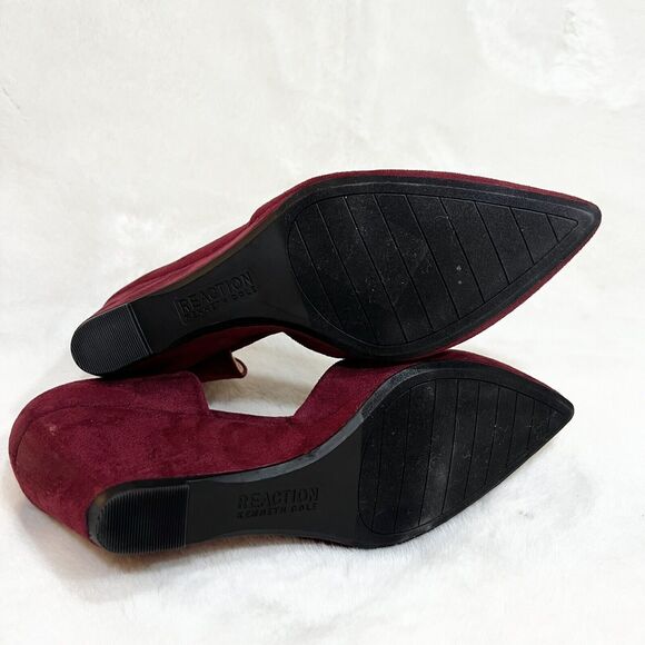 Kenneth Cole Reaction Wine Red Faux Suede Heels Wedge New Women’s Sz 6.5 - Picture 10 of 13